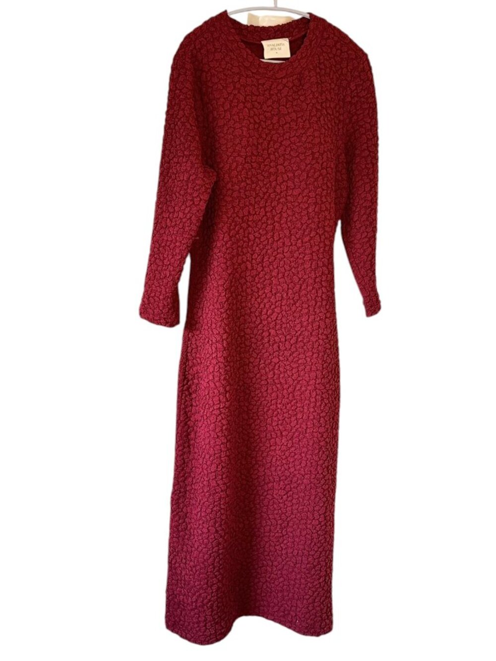 Tuckernuck Hyacinth House Madison Maxi Dress Maroon Textured Crew Neck Medium - Picture 2 of 9